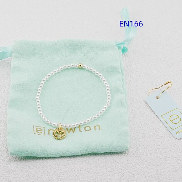 Enewton White Pearl Gold Hollow Cross Bracelet